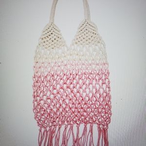 From anarchy hip ombre pink macrame style bag